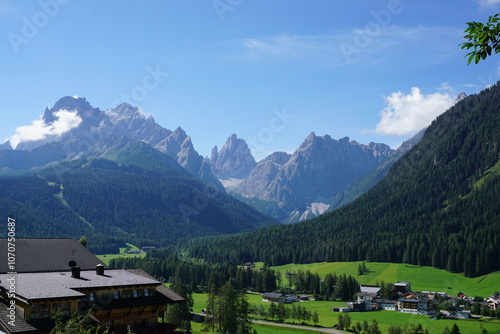 view of a mountain village during a summer trip in a sunny day 