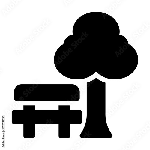 Park Icon in Black Fill. Glyph Style
