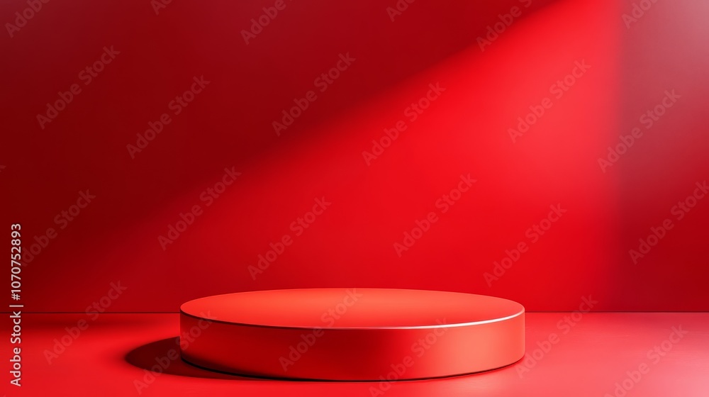 Set against a vivid red room background, the stand commands attention. Set against a vivid red room background, the stand commands attention.