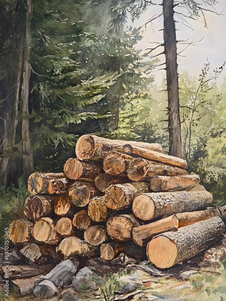 rustic woodpile and logs in natural setting rustic woodpile and logs in natural setting