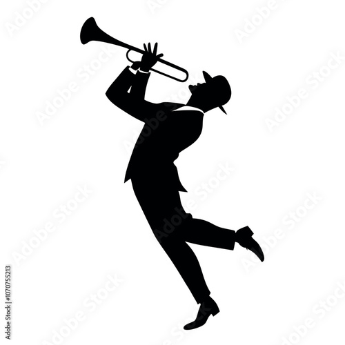 a man playing the trumpet vector silhouette isolated white background