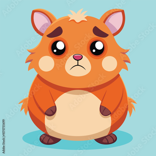 Sad Hamster Cartoon Character vector illustration