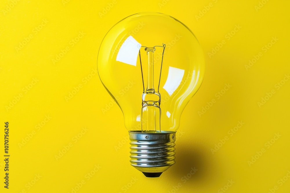 A clear light bulb against a vibrant yellow background, symbolizing ideas and innovation. A clear light bulb against a vibrant yellow background, symbolizing ideas and innovation.