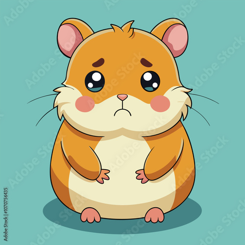 Slika na platnu Sad Hamster Cartoon Character vector illustration