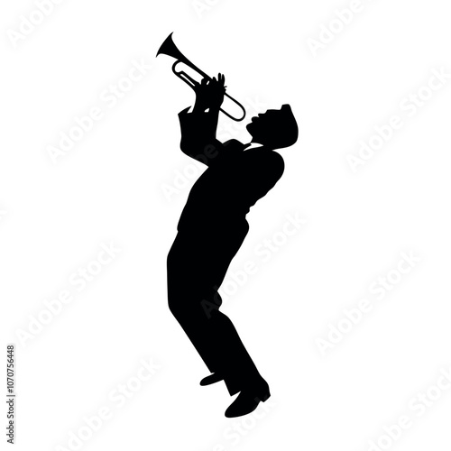 a man playing the trumpet vector silhouette isolated white background