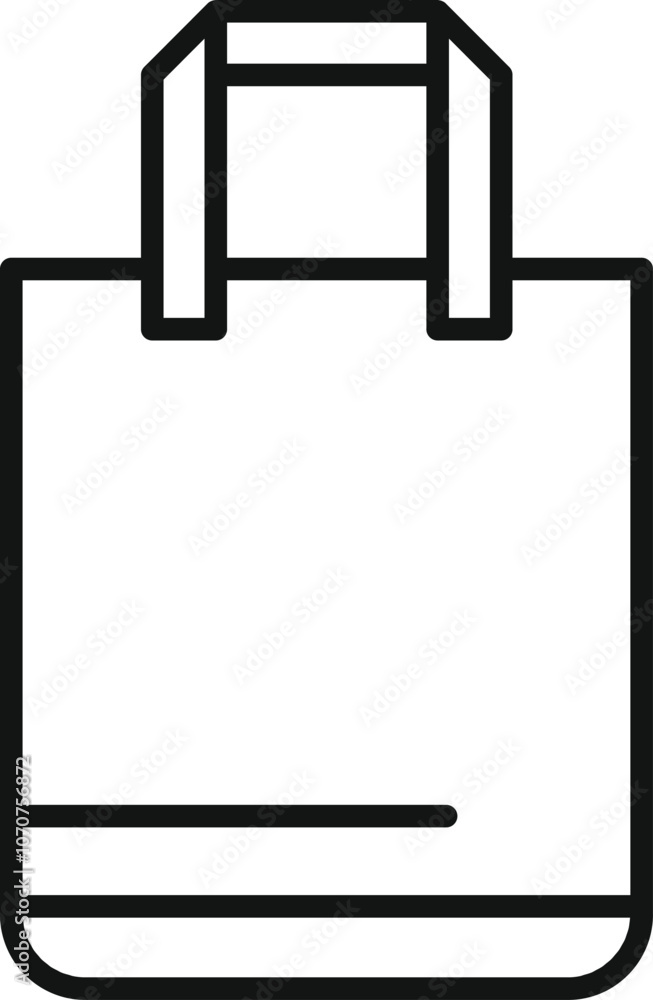 Simple and minimalist line art icon of a shopping bag, representing retail, consumerism, and purchases Simple and minimalist line art icon of a shopping bag, representing retail, consumerism, and purchases