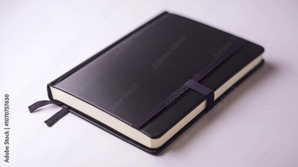 Black Leather Notebook with Elastic Closure Black Leather Notebook with Elastic Closure