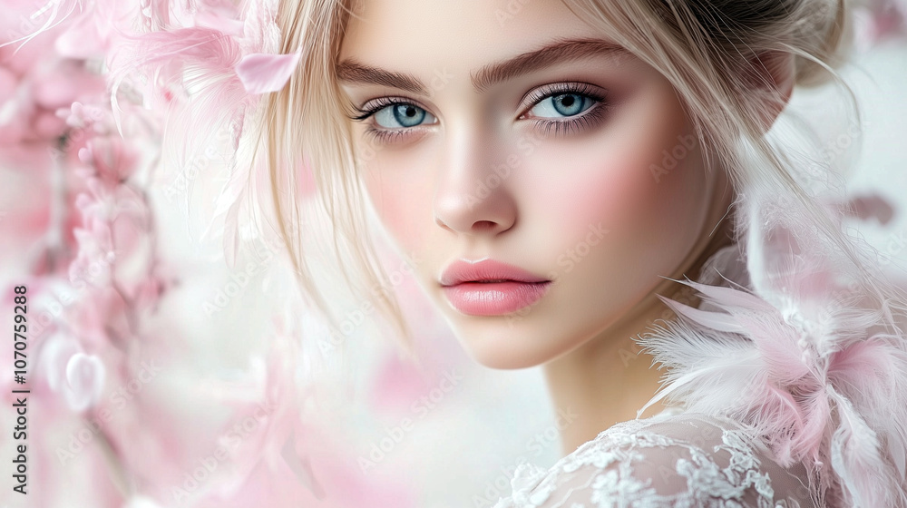 Angelic Young Woman in Ethereal Style with Soft Lighting Angelic Young Woman in Ethereal Style with Soft Lighting