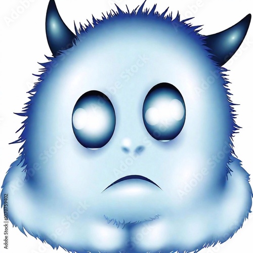 fluffy monster illustration, isolated on white background