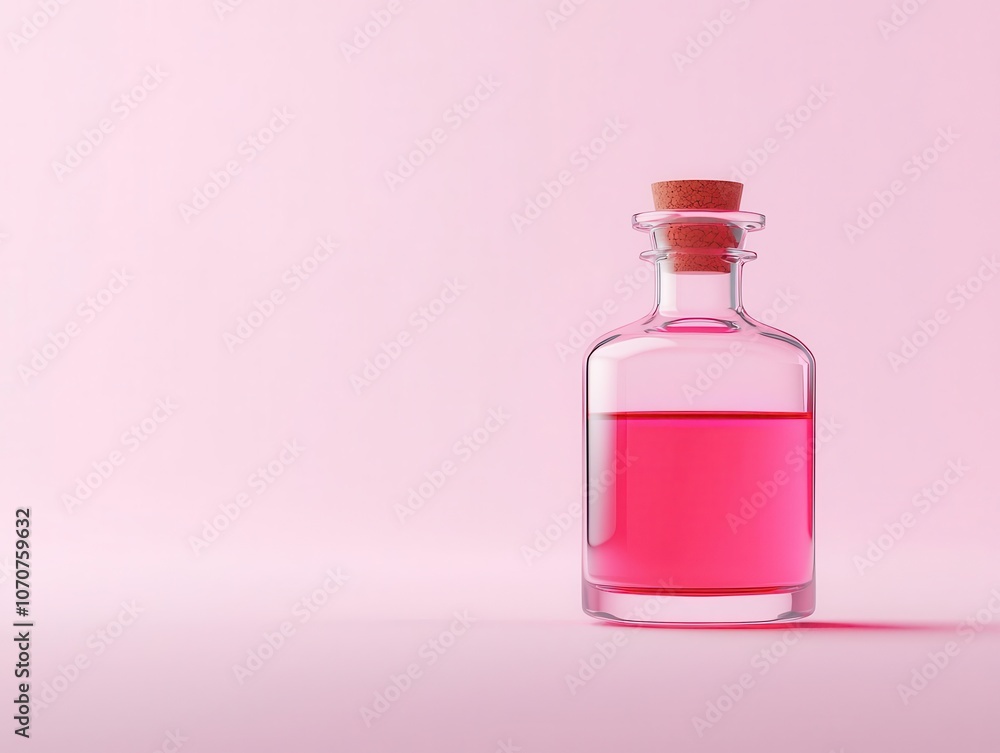 Lowpoly potion vial, cork stopper, alchemy theme, 3D illustration Lowpoly potion vial, cork stopper, alchemy theme, 3D illustration