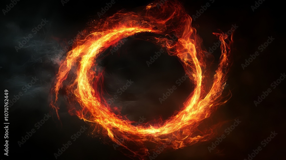 Dynamic circle of fire illustrating vibrant flames. Dynamic circle of fire illustrating vibrant flames.