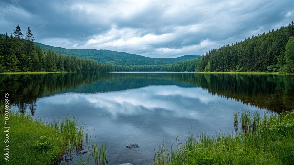 Serene Mountain Lake Reflection Nature Peace Tranquility Serene Mountain Lake Reflection Nature Peace Tranquility