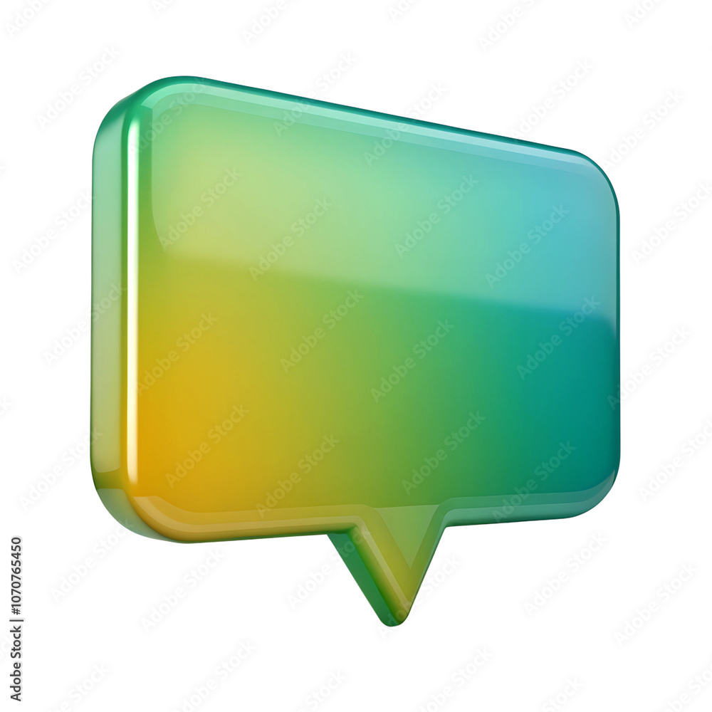 3D rendered speech bubble icon with gradient colors in blue, green, and yellow. ideal for communication and social media concepts, isolated on transparent background 3D rendered speech bubble icon with gradient colors in blue, green, and yellow. ideal for communication and social media concepts, isolated on transparent background