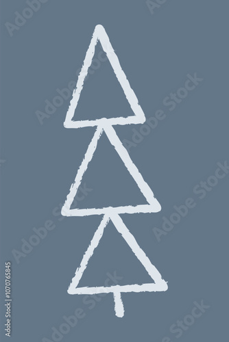 Three-tier Christmas tree color. Doodle clipart illustration.