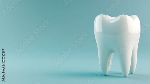 A Single Tooth on Blue Background