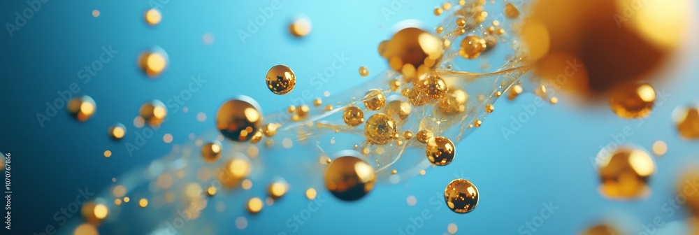 Abstract 3D rendering of a molecular structure with gold atoms, symbolizing connection, innovation, luxury, science, and technology. Abstract 3D rendering of a molecular structure with gold atoms, symbolizing connection, innovation, luxury, science, and technology.