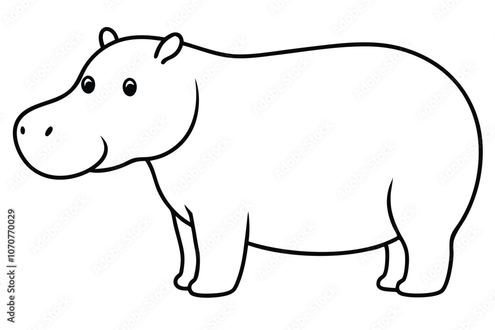 A Hippo line art vector illustration A Hippo line art vector illustration
