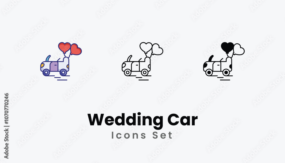 Wedding Car Icons thin line and glyph vector icon stock illustration Wedding Car Icons thin line and glyph vector icon stock illustration