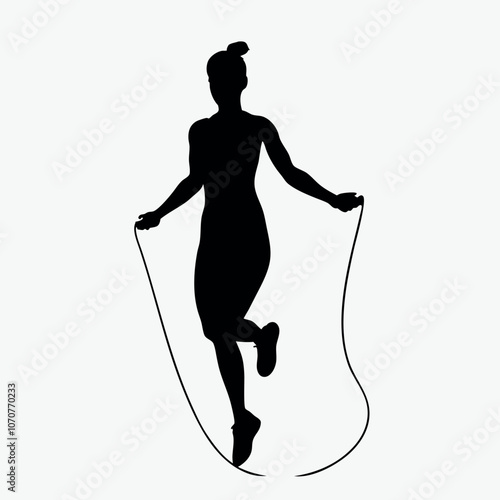 a woman skipping rope, with one foot off the ground and the other planted