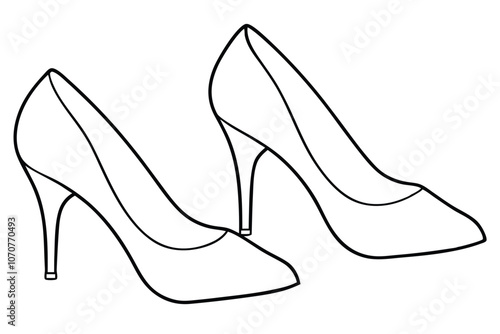 A pair of High heels line art vector illustration