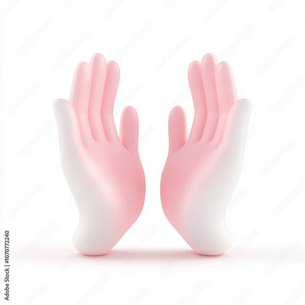 3D high-five gesture with two hands clapping, symbolizing teamwork, celebration, and success, friendly and cheerful design, isolated on white, 3D illustration, isolated on white background 3D high-five gesture with two hands clapping, symbolizing teamwork, celebration, and success, friendly and cheerful design, isolated on white, 3D illustration, isolated on white background