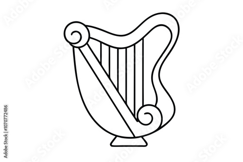 Designed Harp line art vector illustration