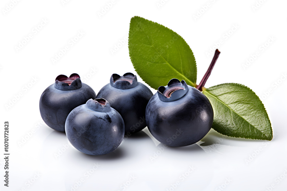 Fresh Blueberries with Leaves on White Background and Clean White Canvas, Use to Website, Blogs, Recipe Books, Packaging, Marketing, Social Media, E-commerce, Print Ads Fresh Blueberries with Leaves on White Background and Clean White Canvas, Use to Website, Blogs, Recipe Books, Packaging, Marketing, Social Media, E-commerce, Print Ads