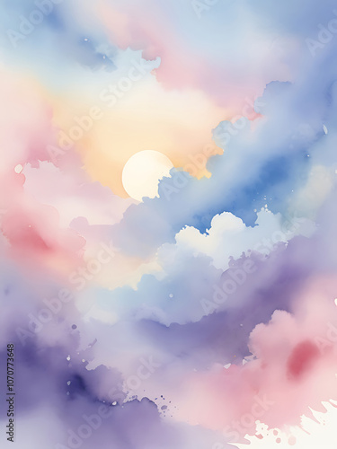 soft watercolor background with pastel hues of pink, blue, purple, and light yellow, background, abstract, blue, illustration, textured, art, purple