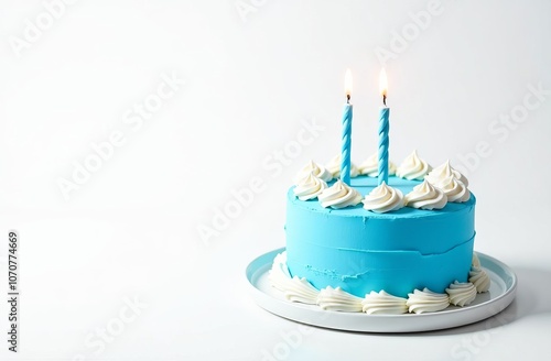 Birthday cake with two candles photo