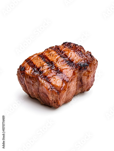 Barbecue steak fried isolated on white background