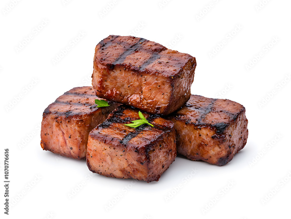 Barbecue steak fried isolated on white background Barbecue steak fried isolated on white background