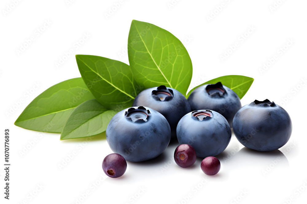 Fresh Blueberries with Leaves on White Background and Clean White Canvas, Use to Website, Blogs, Recipe Books, Packaging, Marketing, Social Media, E-commerce, Print Ads Fresh Blueberries with Leaves on White Background and Clean White Canvas, Use to Website, Blogs, Recipe Books, Packaging, Marketing, Social Media, E-commerce, Print Ads