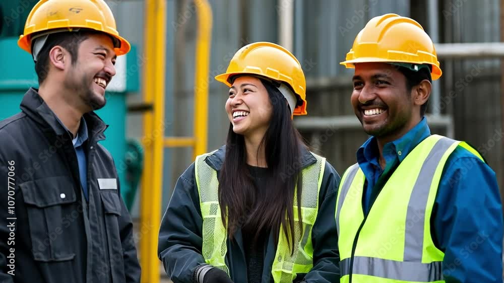 conversing among a small group of workers at a wastewater treatment plant. conversing among a small group of workers at a wastewater treatment plant.