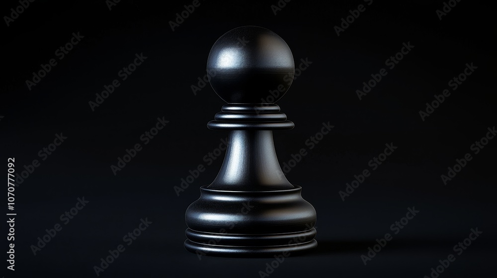 A single black chess pawn stands isolated on a black background, symbolizing strategy, power, movement, potential, and simplicity. A single black chess pawn stands isolated on a black background, symbolizing strategy, power, movement, potential, and simplicity.