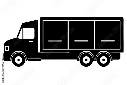 Minimalist silhouette vector of a cargo truck with trailer.