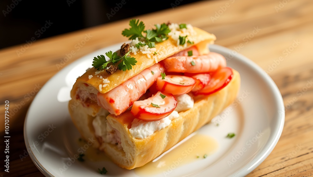 A delicious freshly made lobster roll with lobster, lemon, celery, and mayonnaise. A delicious freshly made lobster roll with lobster, lemon, celery, and mayonnaise.
