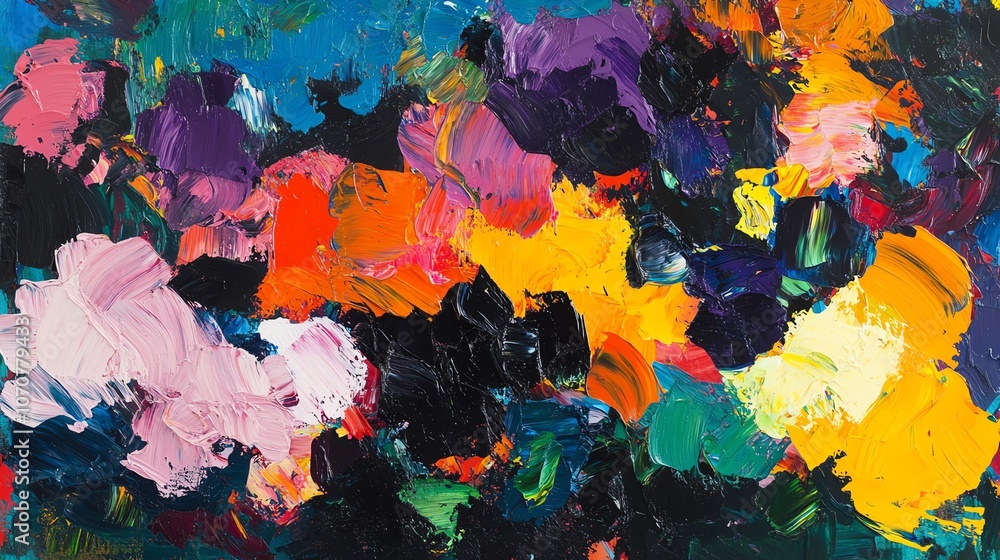 Vibrant abstract painting with splashes of colors on a textured canvas. Vibrant abstract painting with splashes of colors on a textured canvas.