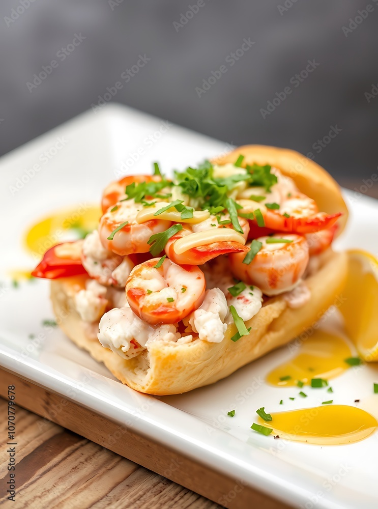 A delicious freshly made lobster roll with lobster, lemon, celery, and mayonnaise. A delicious freshly made lobster roll with lobster, lemon, celery, and mayonnaise.