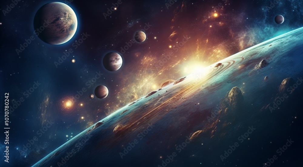 Obraz premium planets in the spache, planets in the dark