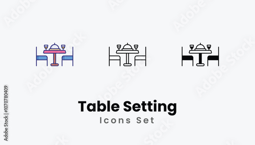 Table Setting Icons thin line and glyph vector icon stock illustration