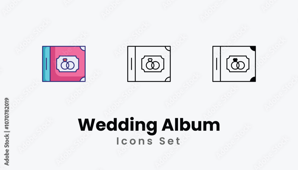 Wedding Album Icons thin line and glyph vector icon stock illustration Wedding Album Icons thin line and glyph vector icon stock illustration