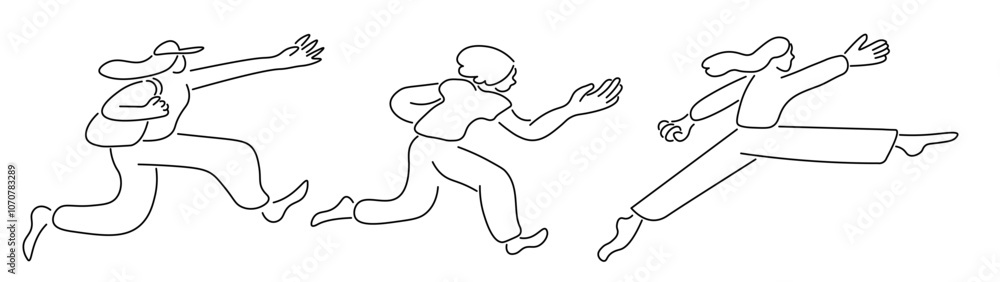 three person running in flat style in vector. Illustration for banner sticker poster print three person running in flat style in vector. Illustration for banner sticker poster print