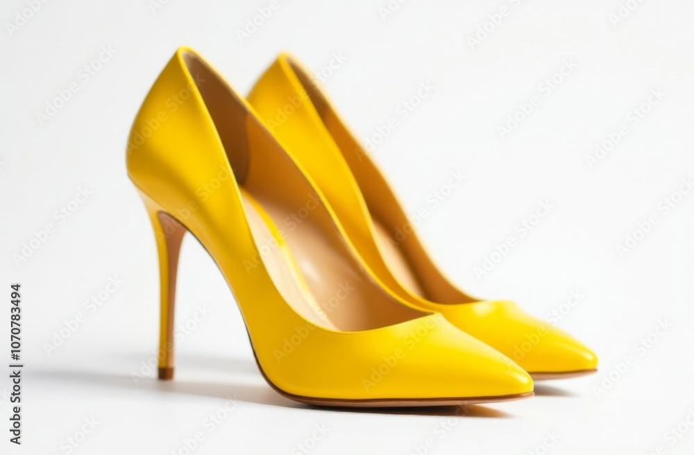 Yellow pumps on white background Yellow pumps on white background