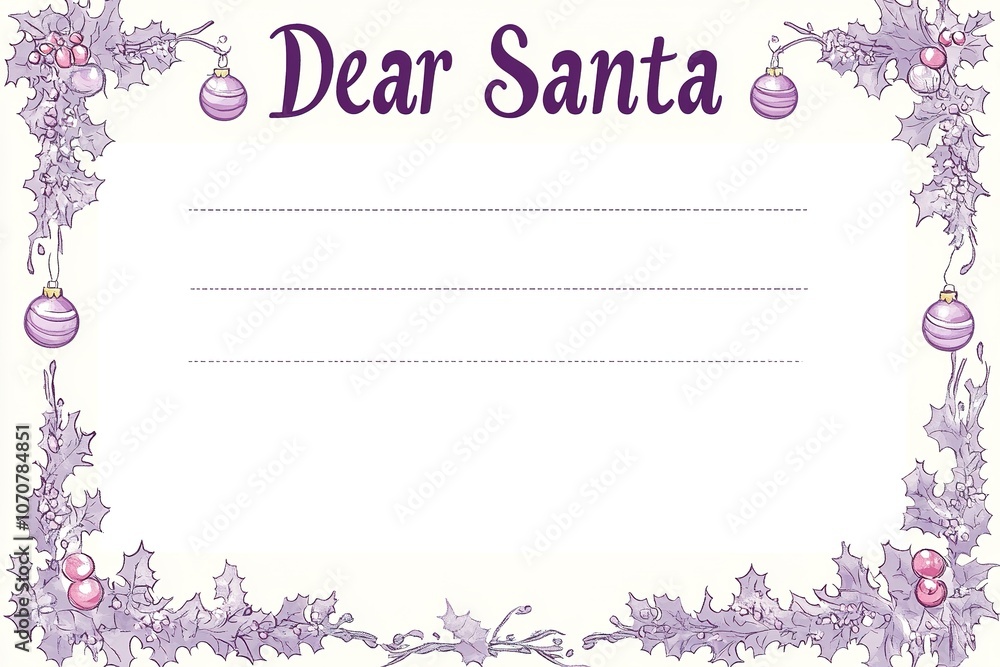 Festive Christmas letter template with holly border Festive Christmas letter template with holly border