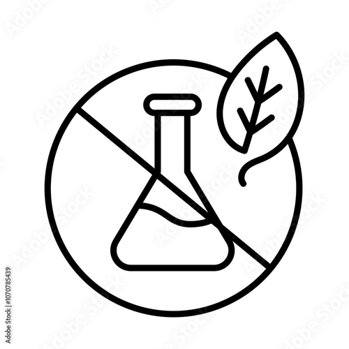 Toxin Free Icon – Leaf with Flask, Representing Non-Toxic, Safe, and Chemical-Free Products