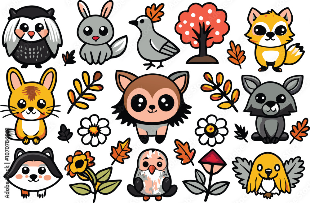 Obraz premium Animals and plants clipart vector