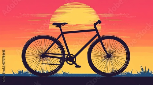 Wallpaper Mural Silhouette of a bicycle against a vibrant sunset background, showcasing cycling and outdoor lifestyle. Torontodigital.ca