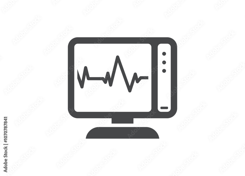 Electrocardiograph monitor. Simple illustration in black and white. Electrocardiograph monitor. Simple illustration in black and white.