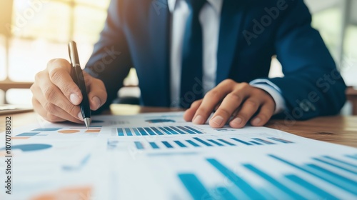 Wallpaper Mural Businessman working in office preparing financial report making notes on chart and graph  Torontodigital.ca