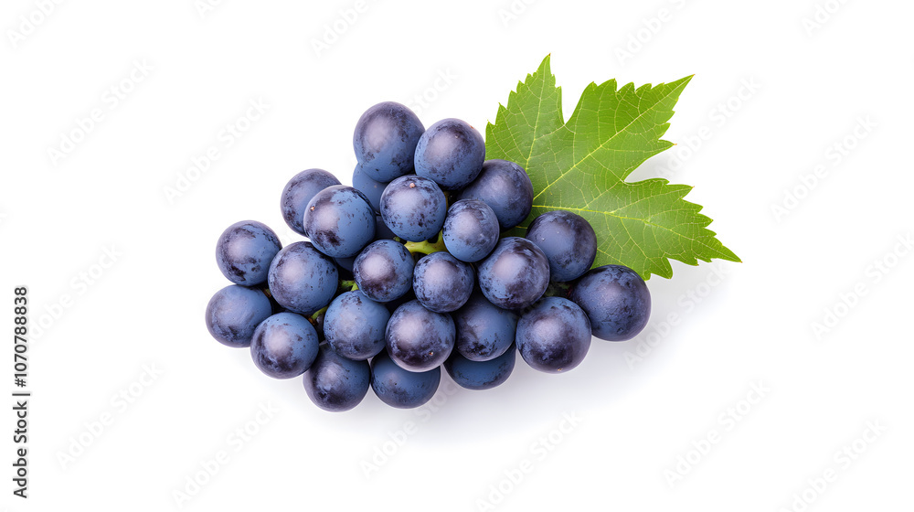 Blue grape clusters on white backdrop creating an organic product copy space image Blue grape clusters on white backdrop creating an organic product copy space image